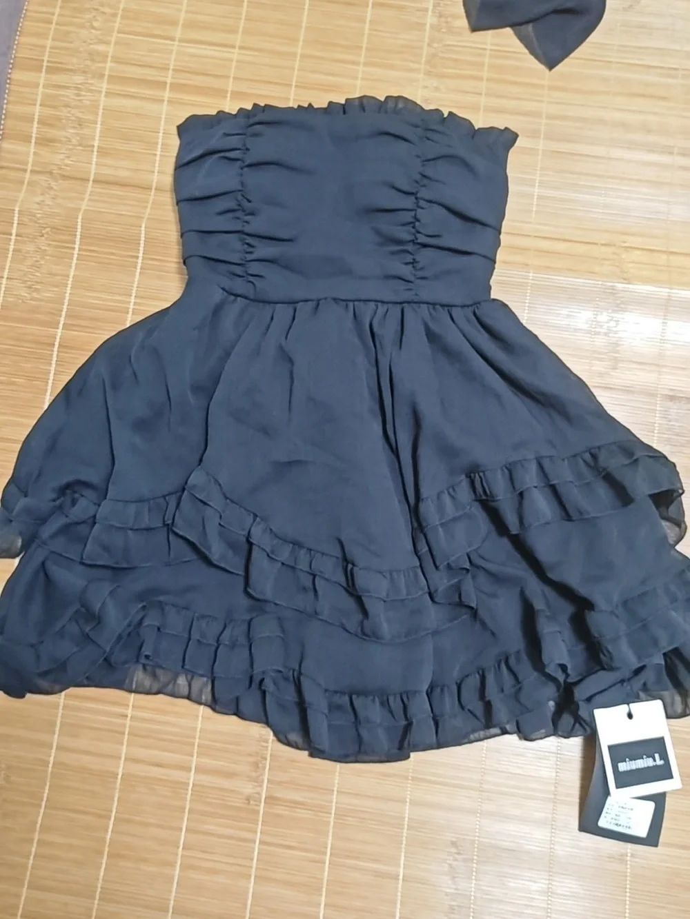 Girls Black Strapless Ruffle Party Dress